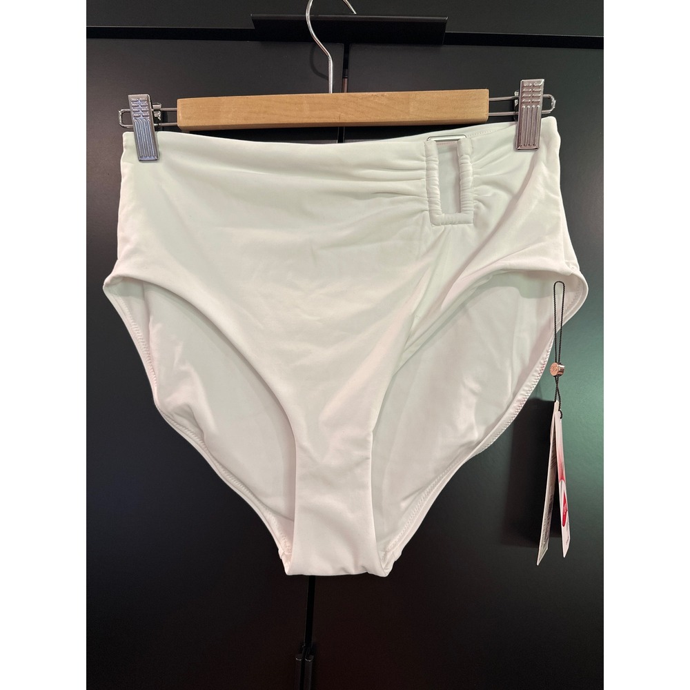 Calia Pure White High Waisted Tummy Control Bikini Bottoms WSA15405 Small